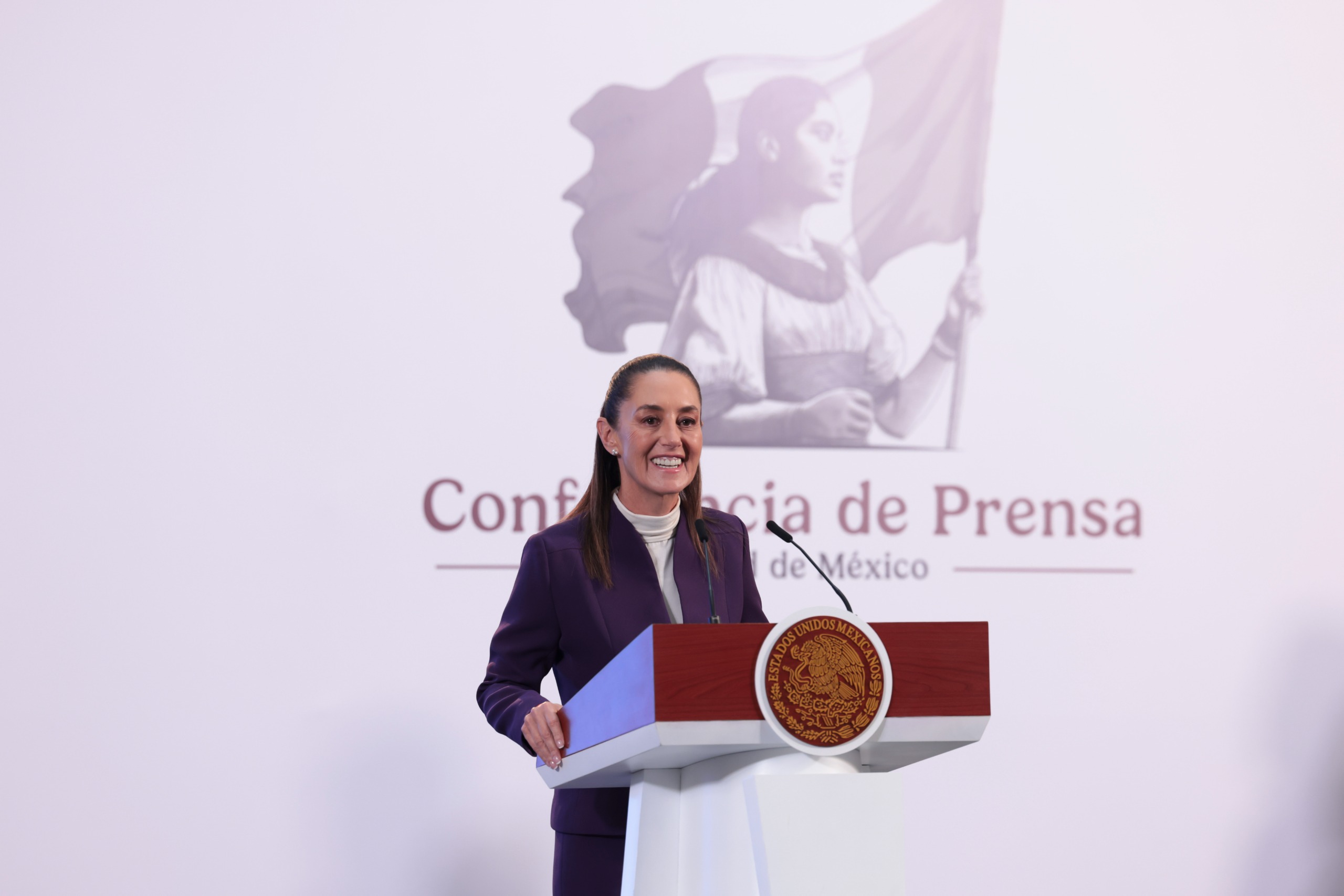 La Presidenta de México, Claudia Sheinbaum, en conferencia de prensa. (Foto de la Presidencia de la República)