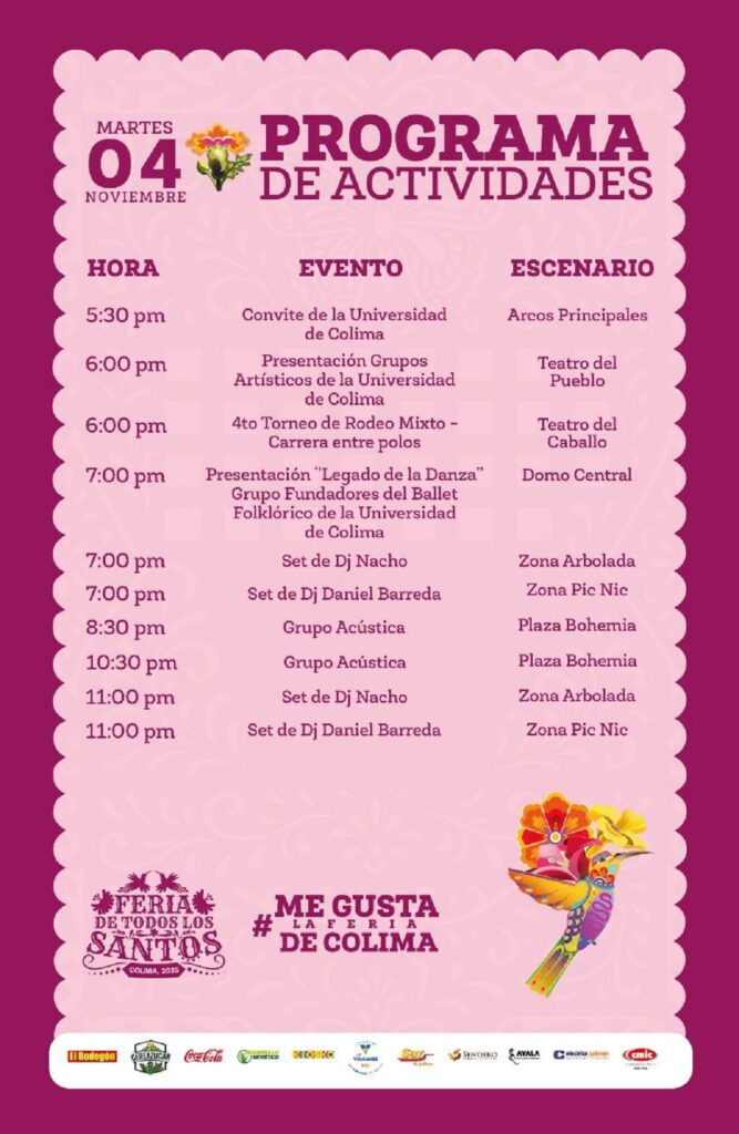 251104-BP-IFFECOL-agenda-para-hoy-martes-2-1-667x1024 Talento, música, arte, tradición y ambiente familiar en la Feria de Colima 2025